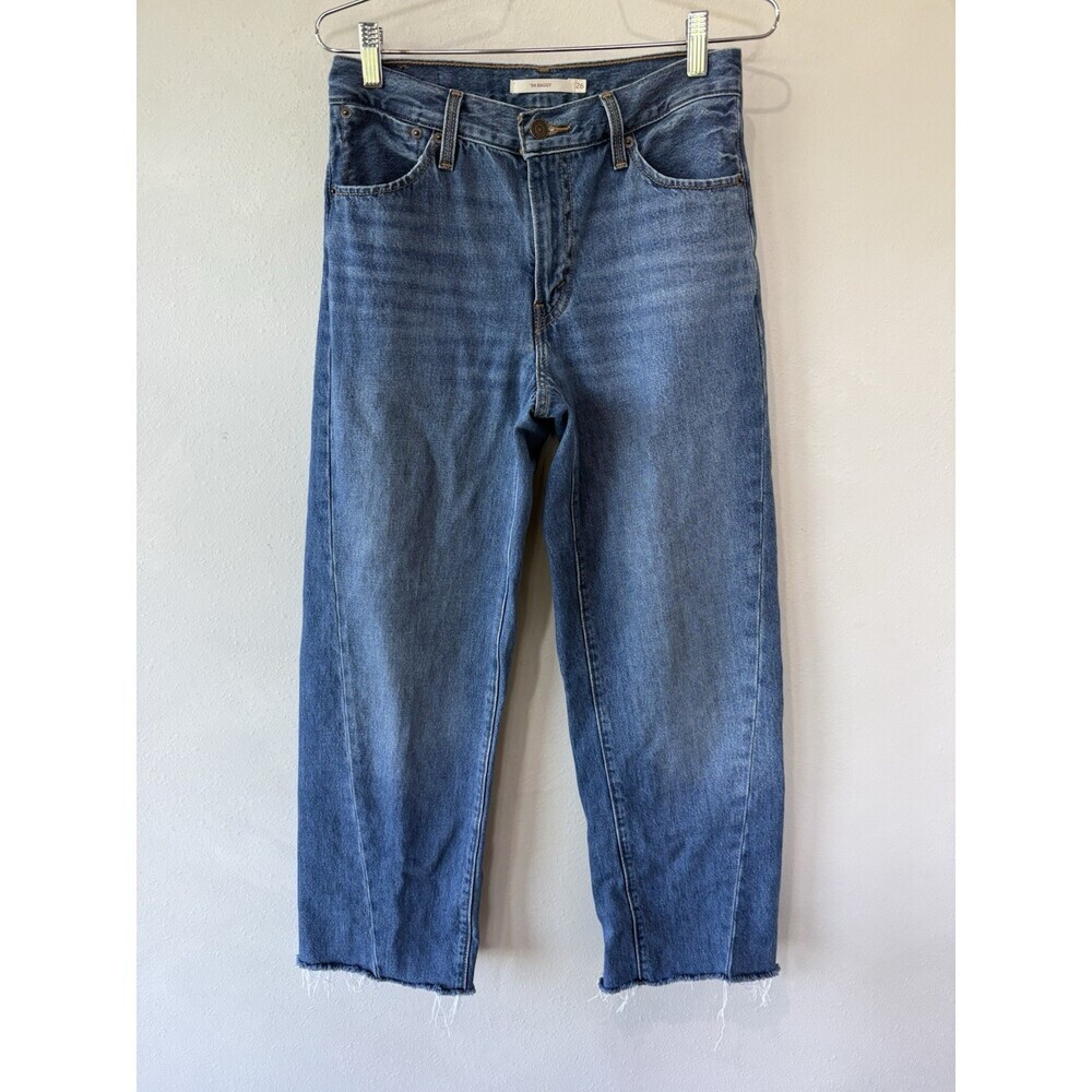 Levi's Levis Women's 94’ Baggy Wide Leg Medium Wash Jeans 26 Cut Off Denim Pants